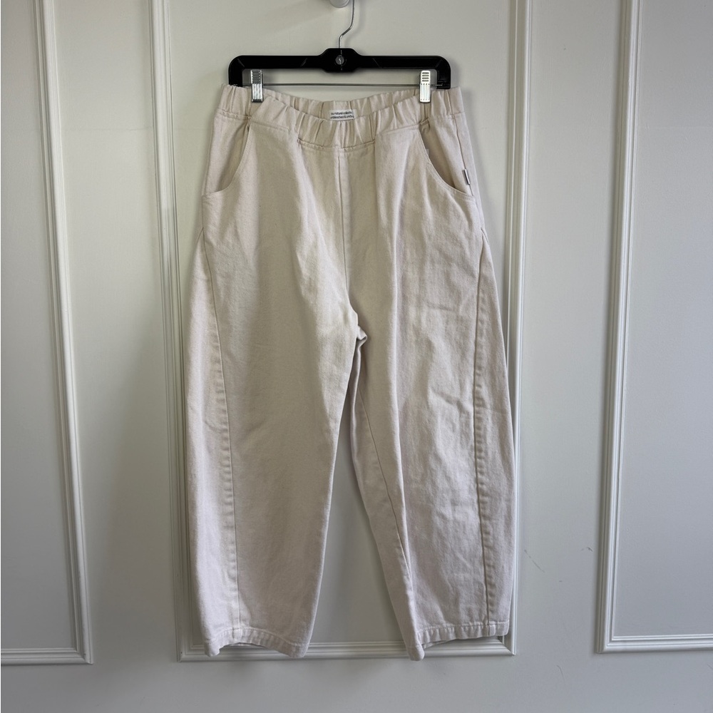 Cream Ankle-Length Relaxed Pants